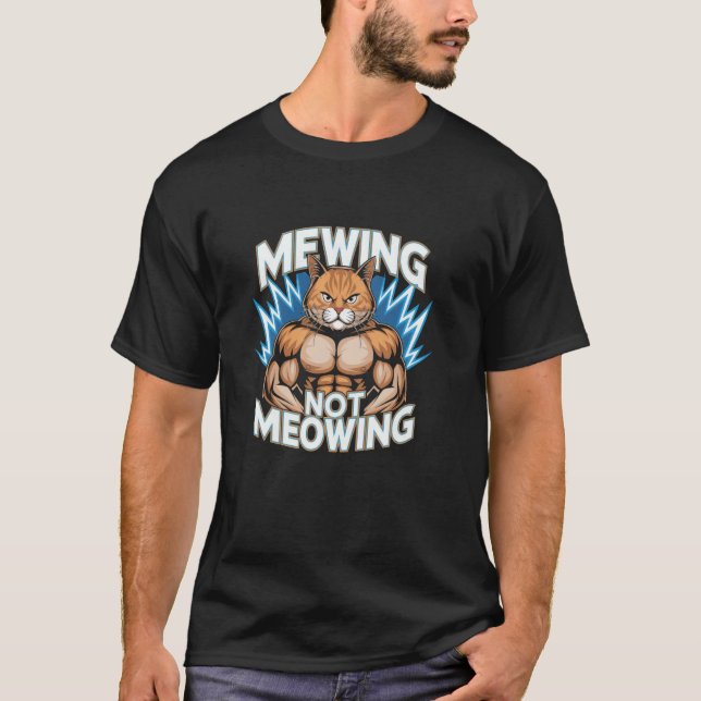 Drôle Chat Mème Tshirt Mewing LookMax Meowing Chat (Devant)