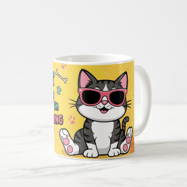 Drôle Chat tasse de café Cartoon chat (Devant droit)