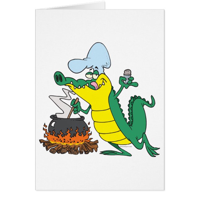 drôle chef cuisine gator alligator dessin animé (Devant)