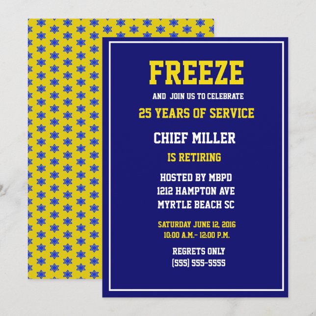 Drôle Chef de la police Retraite Invitation (Devant / Derrière)