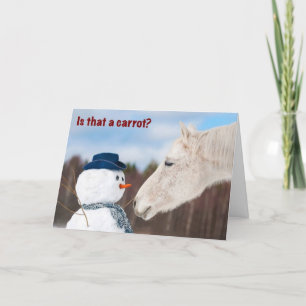 Drôle Cheval et la carte de Noël de Snowman