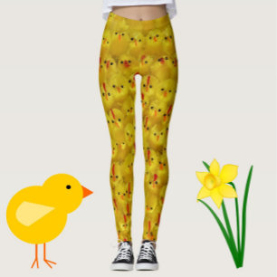 Drôle Chick Chick Jaune Leggings de Pâques