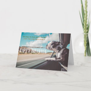 Drôle Chien à la fenêtre Voiture Carte de voeux An