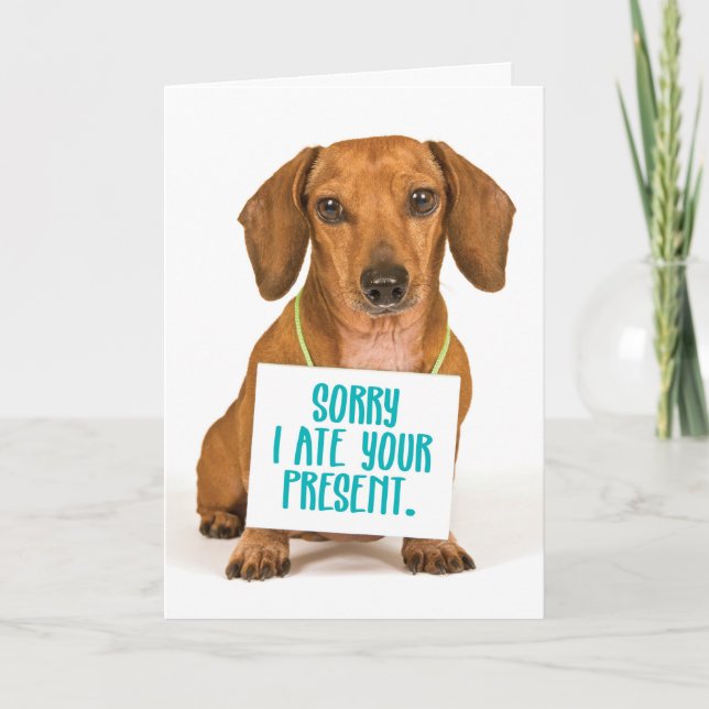 Drôle Chien Ate Anniversaire Carte de voeux (Devant)