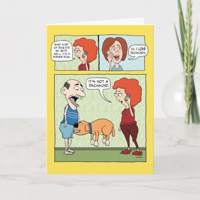 Drôle Chien Biting Crotch Carte d'anniversaire (Devant)