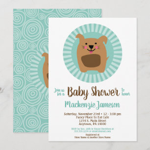 Drôle Chien Chiot Neutral Baby shower Invitation