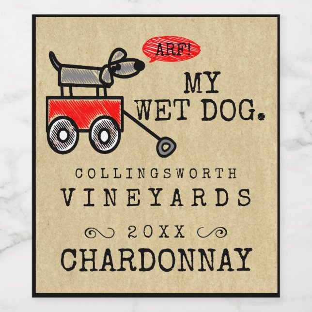 Drôle chien fait maison Étiquette de vin (Étiquettes simples)
