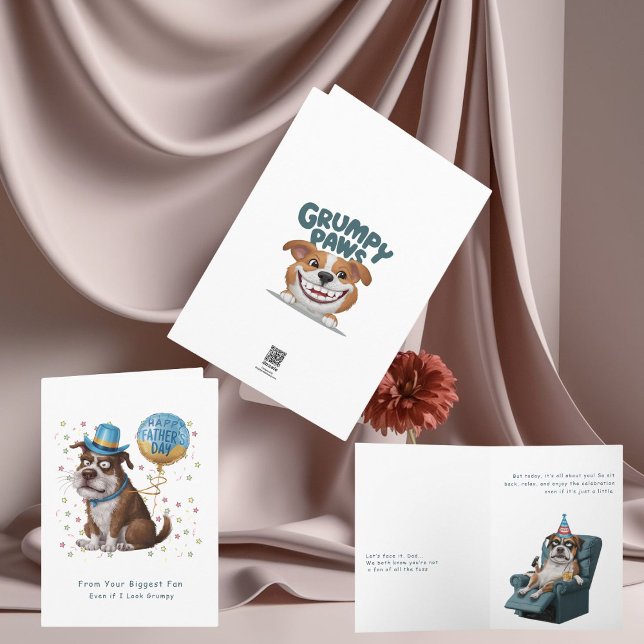Drôle Chien grincheux Carte de fête du Père (Make Dad Laugh with this Grumpy Dog Father’s Day Card – Perfect for a Fun Celebration!)