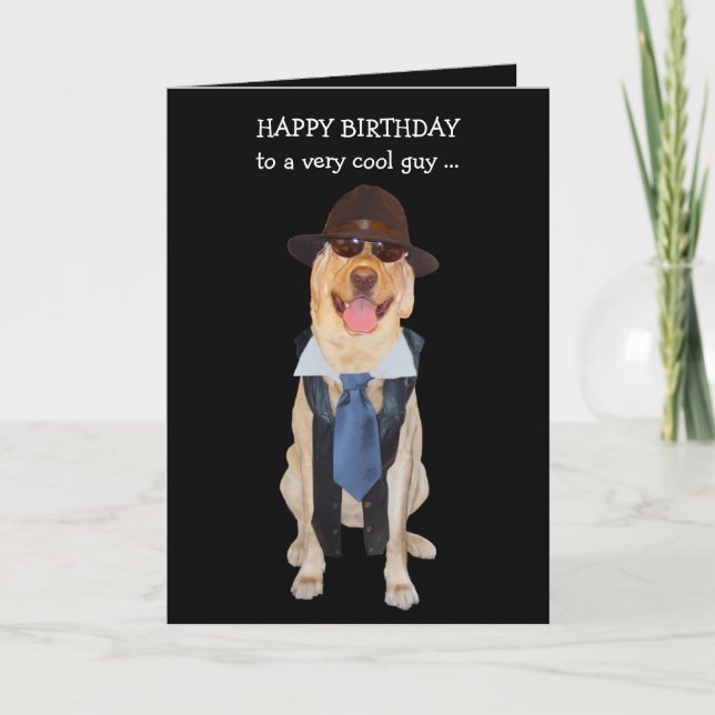 Drôle Chien/Lab Carte d'anniversaire pour Guy (Devant)