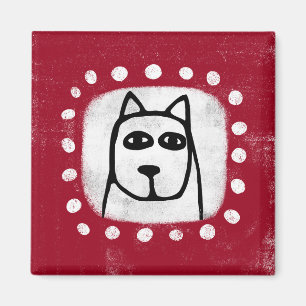 Drôle Chien Sur Le Réfrigérateur Rouge Magnet