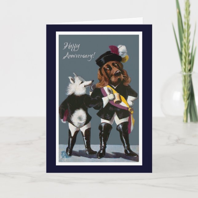 Drôle Chiens Vintages Bonne Carte Anniversaire (Devant)