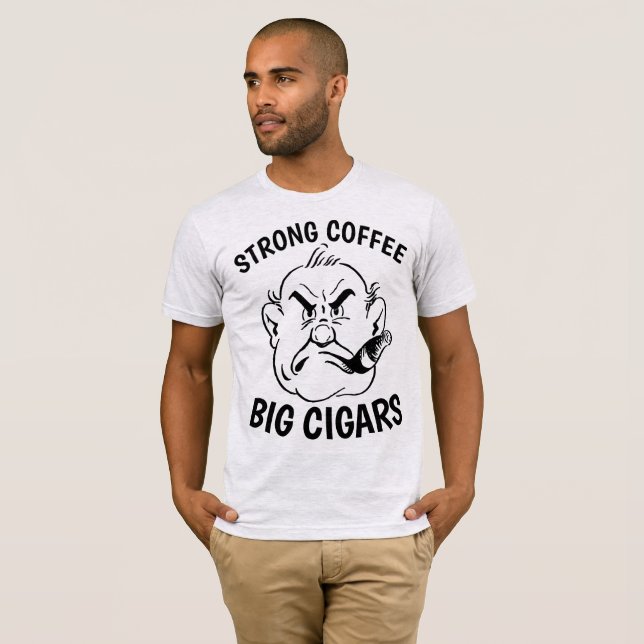 Drôle CIGAR & CAFÉ T-shirts hommes (Devant entier)