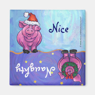 Drôle Cochon Naughty Nice Magnet de vacances