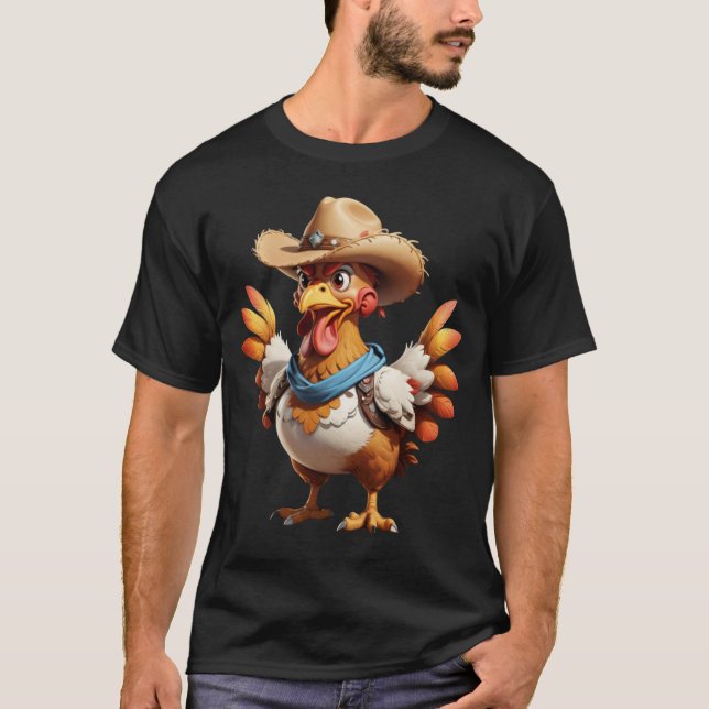 Drôle cowboy poulet cowboy t-shirt graphique (Devant)