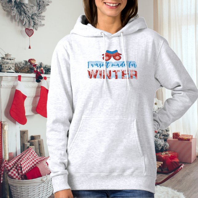 Drôle Dames Sweat - shirt à capuche d'hiver rouge (Funny Ladies Winter Mittens T-Shirt Hoodie)