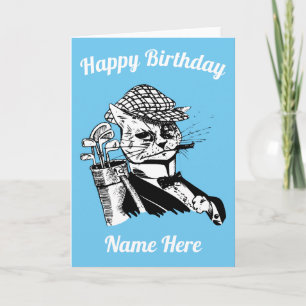 drôle de carte d'anniversaire du chat de golf