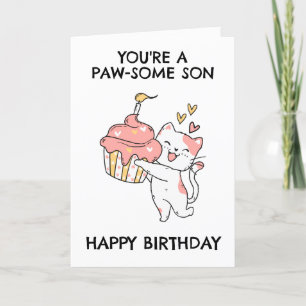 drôle de chat fils cartes d'anniversaire