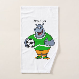 Drôle de joueur de football hippo dessin humoristi