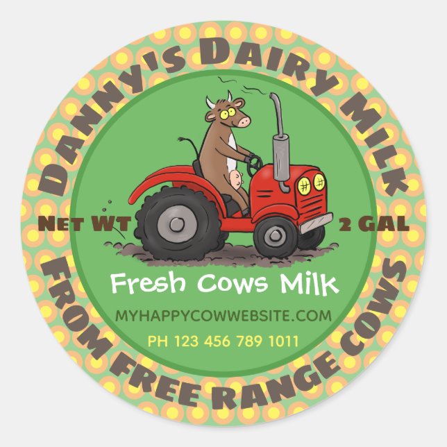 Drôle de lait de vache de lait de étiquette dessin (Devant)