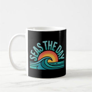 Drôle de mer la journée rétro océan badge mug