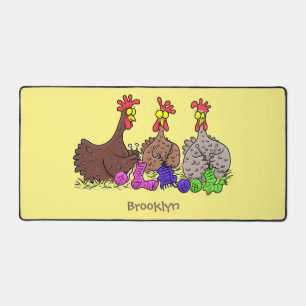 Drôle dessin animé de poulets de tricot