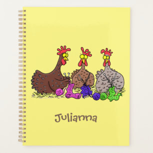 Drôle dessin animé de poulets de tricot