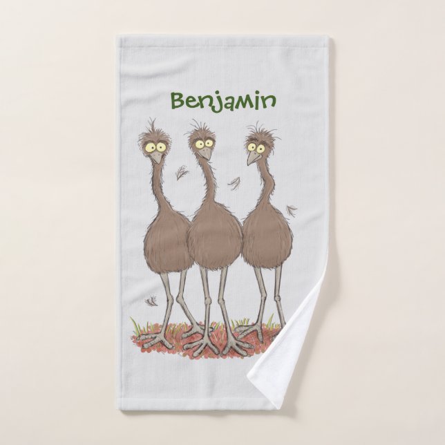 Drôle dessin animé du trio australien emu (Serviette à main)