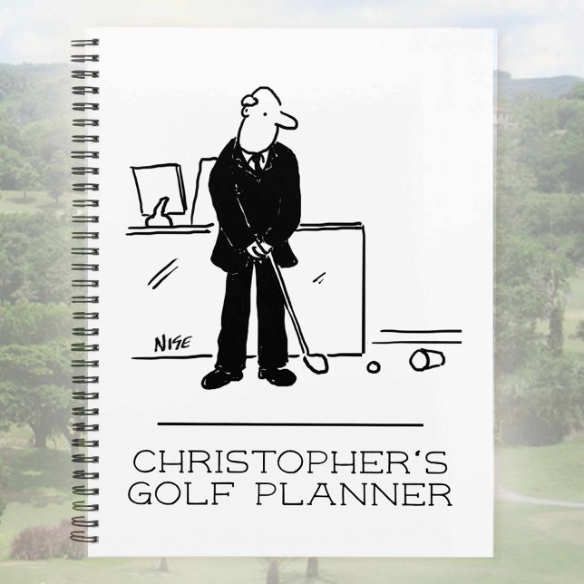 Drôle dessin animé d'un golfeur de bureau. (Créateur téléchargé)