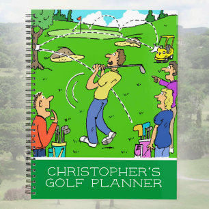Drôle dessin animé représentant des golfeurs.