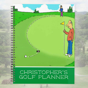 Drôle dessin animé représentant des golfeurs.