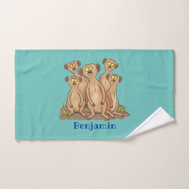 Drôle dessin de la famille meerkat (Serviette à main)