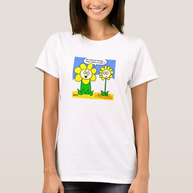 Drôle Dieting Flower Cartoon Dames T-shirt (Devant)