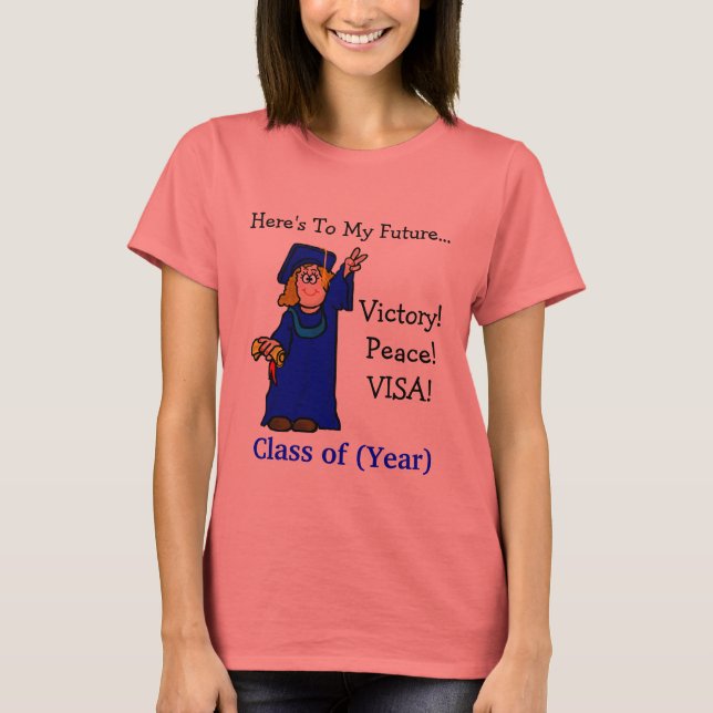 Drôle Diplômée Femme donnant le T-shirt "V" signe (Devant)