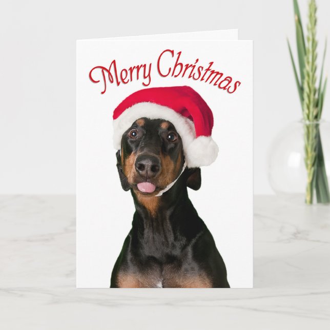 Drôle Doberman Chien cartes de Noël (Devant)