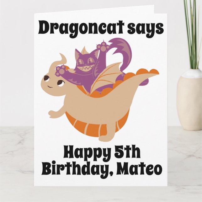 Drôle Dragoncat carte d'anniversaire personnalisée (Devant)
