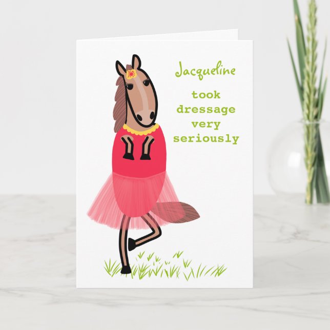 Drôle dressage cheval illustration carte d'anniver (Devant)