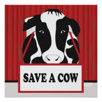 Drôle Enregistrer une vache Poster 20x20