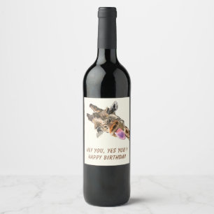 Drôle Giraffe Anniversaire Vins Étiquettes - Perso
