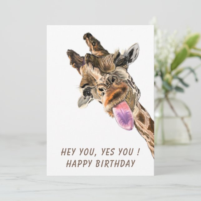 Drôle Giraffe Bonne Carte d'Anniversaire - Smile (Debout devant)