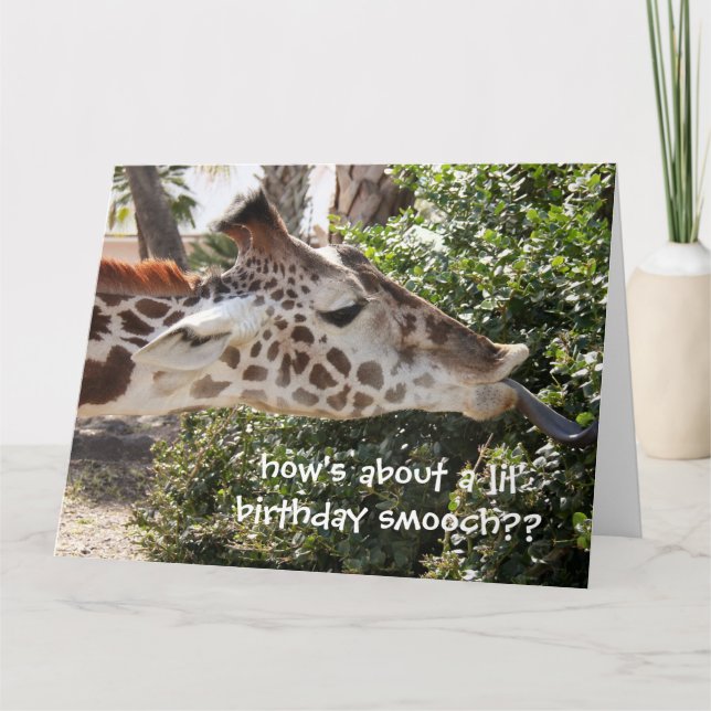 Drôle Giraffe Carte d'anniversaire, smooch d'anniv (Devant)