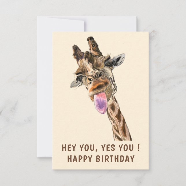 Drôle Giraffe Carte d'anniversaire - Texte personn (Devant)