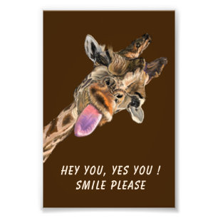 Drôle Giraffe Custom Text Poster Choisir les coule
