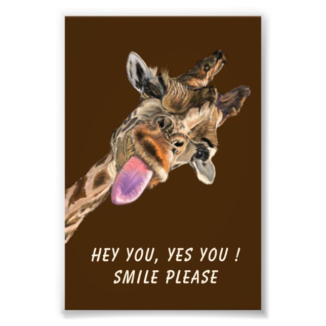 Drôle Giraffe Custom Text Poster Choisir les coule (Devant)