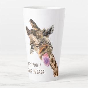 Drôle Giraffe Latte Mug Smile - Texte Personnalisé