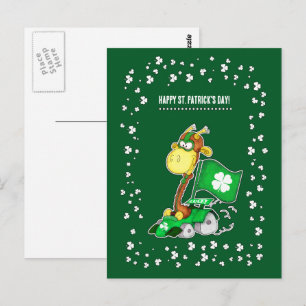 Drôle Giraffe St. Patrick's Day Cartes postales