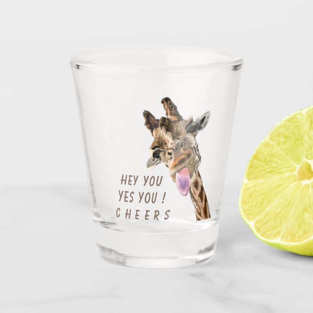Drôle Giraffe Tirage De Verre Cheveux - Texte Pers (Devant)