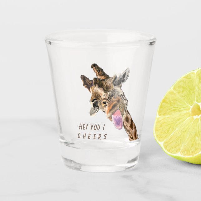Drôle Giraffe Tirage De Verre Cheveux - Texte Pers (Devant)