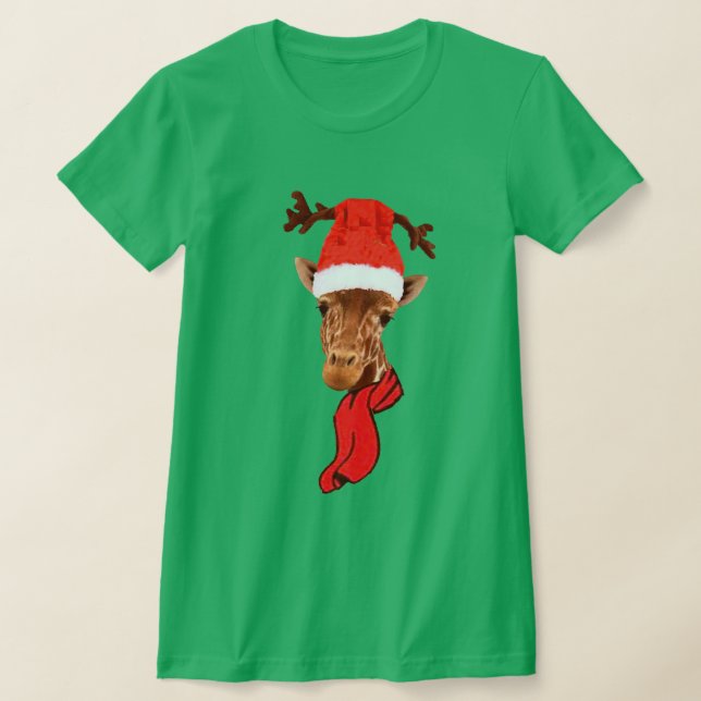 Drôle Giraffe Vacances Noël T-shirt Design (Poser)