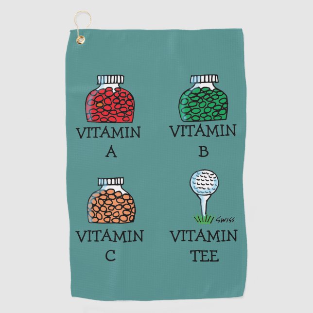 Drôle Golfer Vitamin Tee Cartoon Golf Serviette (Devant)