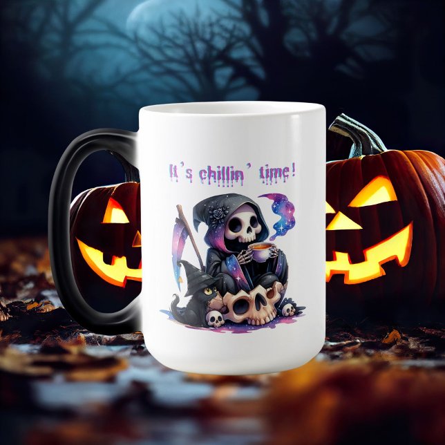 Drôle Grim Reaper Skeleton Skull Halloween Mug (Créateur téléchargé)
